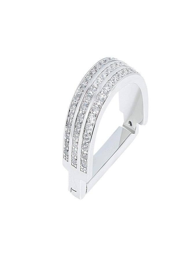VVCome Men's Classic Sparkly Crystal Tie Ring Tie Clips Necktie Ring Tie Tacks Accessories for Wedding Business with Gift Box (Silver) - Image 1